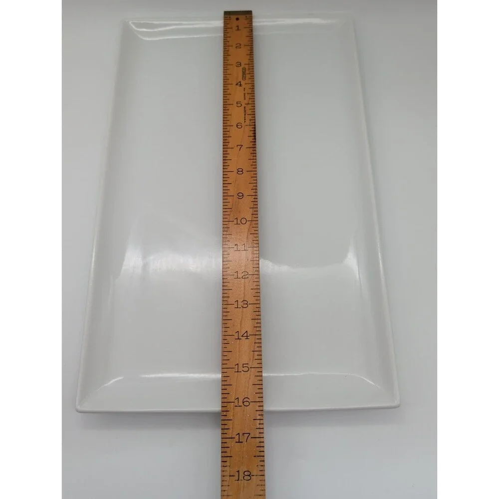 Crate & Barrel Rectangular Pure White Porcelain Serving Tray 16